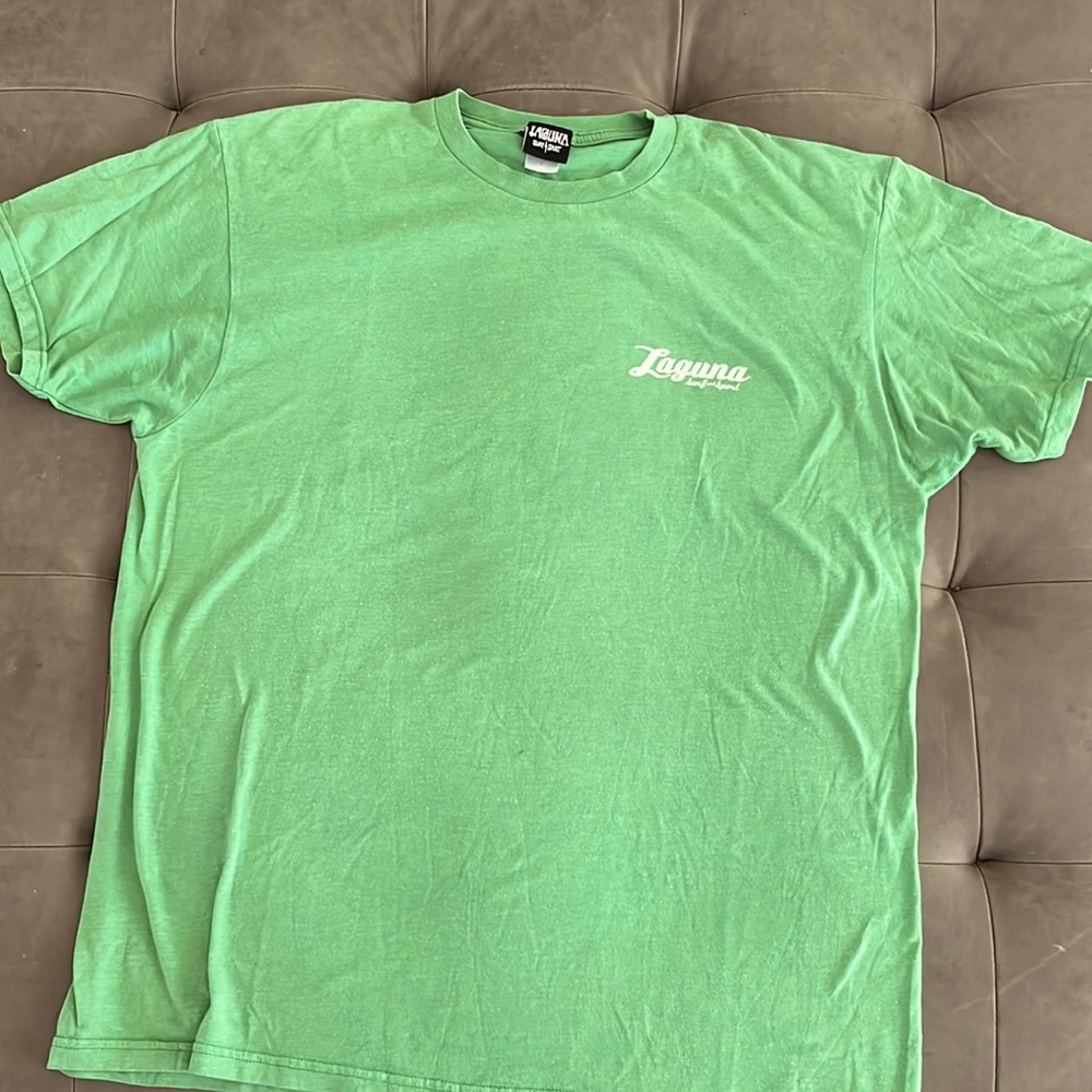 Mens size Large Laguna Surf & Sport green tshirt with logo